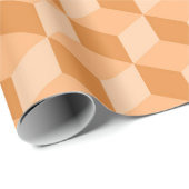 PASTEL ORANGE PEACH GEOMETRIC CUBE PATTERS GESCHENKPAPIER (Rolleneckpunkt)