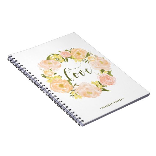 Pastel Orange Peonies Wreath | Liebe Notizblock (Rechte Seite)