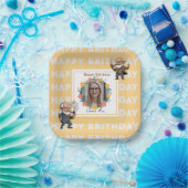 Pastel Orange Psychology Birthday Photo Square Fra Pappteller (Party)