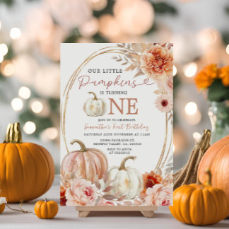 Pastel Orange Pumpkin macht einen Geburtstag Einladung