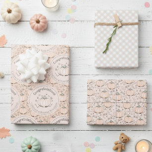 Pastel Orange Pumpkin Mama zu sein Glückwunsch Geschenkpapier Set