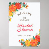 Pastel Orange Spring Dahlia Blume Brautparty Poster (Vorne)