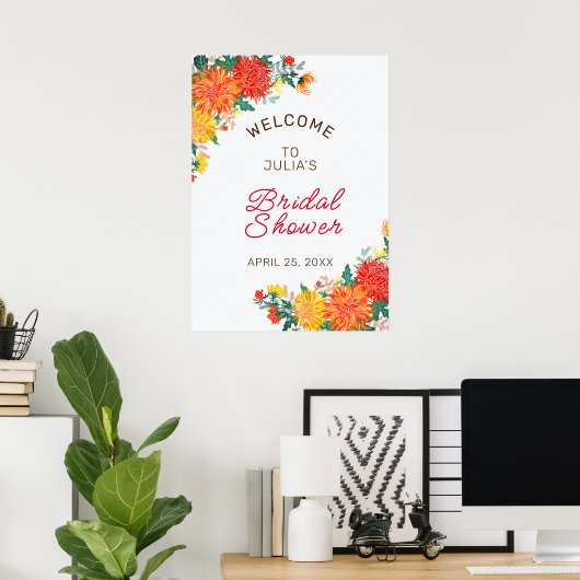 Pastel Orange Spring Dahlia Blume Brautparty Poster (Heimbüro)