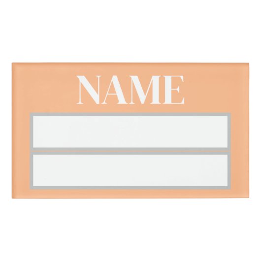 Pastel Orange Square Name Tag Namenschild (Vorderseite)