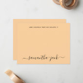 Pastel Orange Stylish Script Elegant Minimalist Mitteilungskarte (Vorderseite/Rückseite Beispiel)