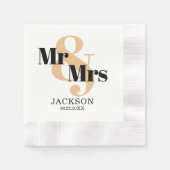 Pastel Orange und Black Mr & Mrs. Wedding Serviette (Vorderseite)