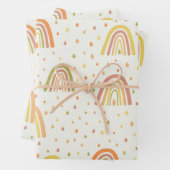 Pastel Orange und Gelbe Boho Regenbogen mit Tropfe Geschenkpapier Set (Beispiel)