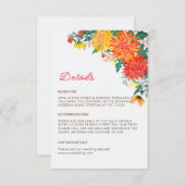 Pastel Orange Yellow Spring Dahlia Blume Hochzeit Begleitkarte (Vorne/Hinten)