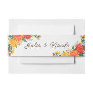 Pastel Orange Yellow Spring Dahlia Blume Hochzeit Einladungsbanderole