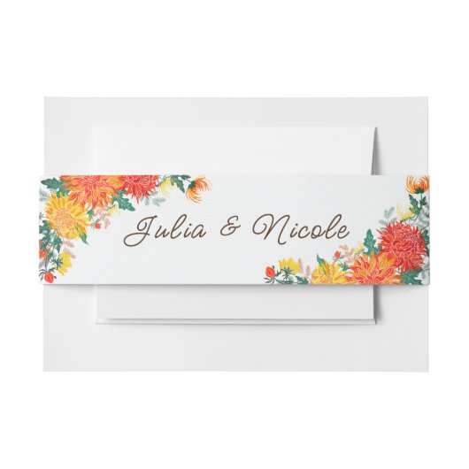Pastel Orange Yellow Spring Dahlia Blume Hochzeit Einladungsbanderole (Vorderseite Beispiel)