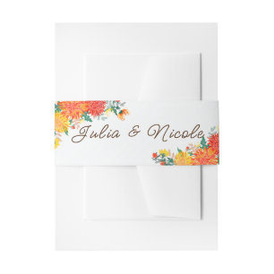 Pastel Orange Yellow Spring Dahlia Blume Hochzeit Einladungsbanderole