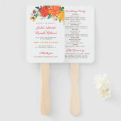 Pastel Orange Yellow Spring Dahlia Blume Hochzeit Fächer (Vorne und Hinten)