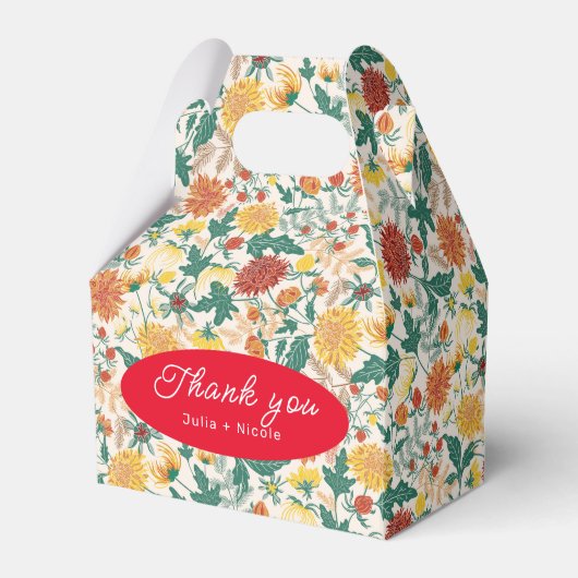 Pastel Orange Yellow Spring Dahlia Blume Hochzeit Geschenkschachtel (Vorderseite)