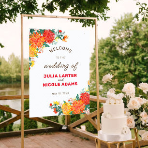 Pastel Orange Yellow Spring Dahlia Blume Hochzeit Poster