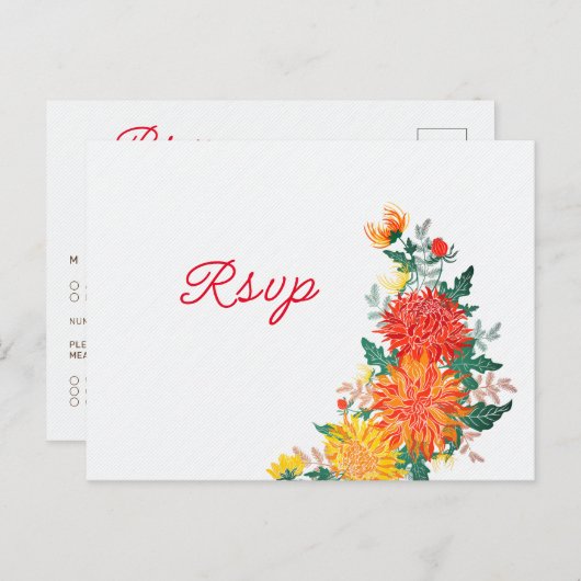 Pastel Orange Yellow Spring Dahlia Blume Hochzeit Postkarte (Vorne/Hinten)