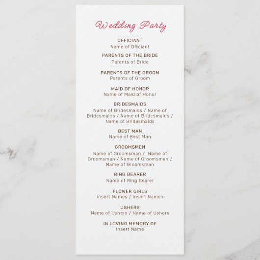 Pastel Orange Yellow Spring Dahlia Blume Hochzeit Programm (Rückseite)