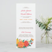 Pastel Orange Yellow Spring Dahlia Blume Hochzeit Programm (Stehend Vorderseite)