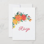 Pastel Orange Yellow Spring Dahlia Blume Hochzeit RSVP Karte (Rückseite)