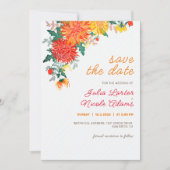 Pastel Orange Yellow Spring Dahlia Blume Hochzeit Save The Date (Vorderseite)