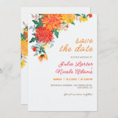 Pastel Orange Yellow Spring Dahlia Blume Hochzeit Save The Date (Vorne/Hinten)