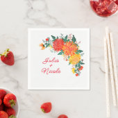 Pastel Orange Yellow Spring Dahlia Blume Hochzeit Serviette (Beispiel)