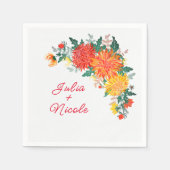 Pastel Orange Yellow Spring Dahlia Blume Hochzeit Serviette (Vorderseite)
