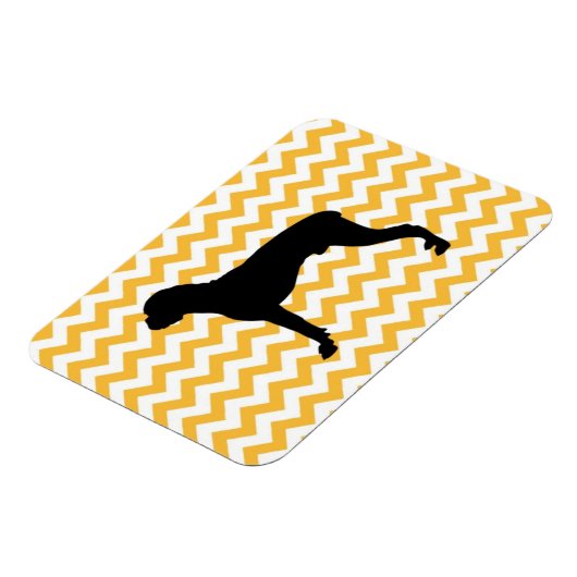 Pastel Orange Zickzack mit Boxer-Silhouette Magnet (Linke Seite)