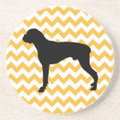 Pastel Orange Zickzack mit Boxer-Silhouette Untersetzer (Vorne)