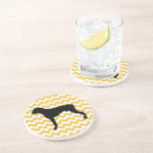 Pastel Orange Zickzack mit Boxer-Silhouette Untersetzer (Seite)