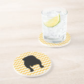 Pastel Orange Zickzack mit englischem Bulldog Shad Getränkeuntersetzer (Seite)