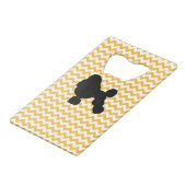 Pastel Orange Zickzack mit Poodle Kreditkartenflaschenöffner (Vorderseite Schrägansicht)