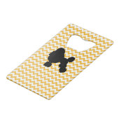 Pastel Orange Zickzack mit Poodle Kreditkartenflaschenöffner (Rückseite Schrägansicht)