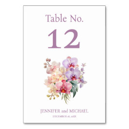 Pastel Orchids Watercolor Wedding Tischnummer
