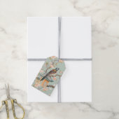 Pastel Orientalischer Vogel und Fruchtblüten Geschenkanhänger (Mit Garn)