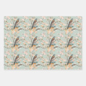 Pastel Orientalischer Vogel und Fruchtblüten Geschenkpapier Set (Vorderseite 2)