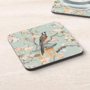 Pastel Orientalischer Vogel und Fruchtblüten Getränkeuntersetzer