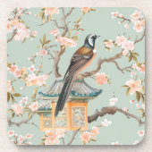 Pastel Orientalischer Vogel und Fruchtblüten Getränkeuntersetzer (Vorderseite)