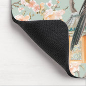 Pastel Orientalischer Vogel und Fruchtblüten Mousepad (Ecke)