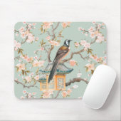 Pastel Orientalischer Vogel und Fruchtblüten Mousepad (Mit Mouse)