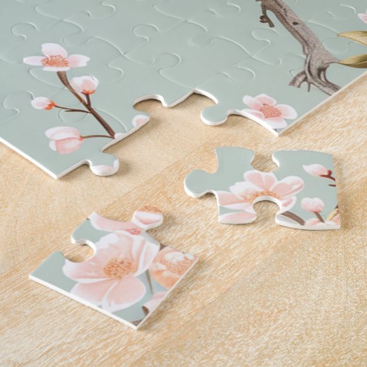 Pastel Orientalischer Vogel und Fruchtblüten Puzzle (Seite)