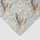 Pastel Orientalischer Vogel und Fruchtblüten Seidenpapier (Ausschnitt)