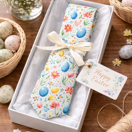 Pastel Oster mit Blume und Eiern Krawatte