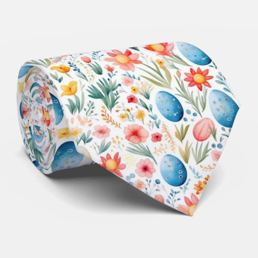 Pastel Oster mit Blume und Eiern Krawatte (Gerollt)