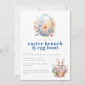 Pastel Osterbrunch und Eierjagd Geflorales Ei Einladung (Vorderseite)