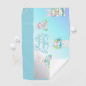 Pastel Ostereier & Bunny Tasse Golfhandtuch (Insitu)