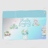 Pastel Ostereier & Bunny Tasse Golfhandtuch (Horizontal)