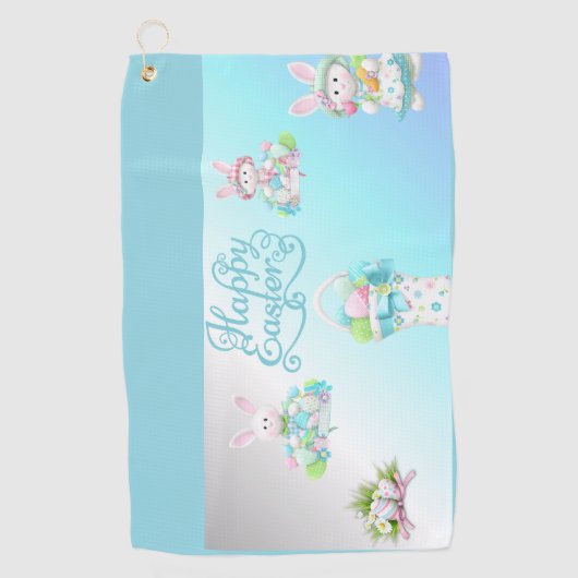 Pastel Ostereier & Bunny Tasse Golfhandtuch (Vorderseite)