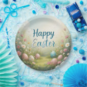 Pastel Ostereier im Frühling Weide glückliche Oste Pappteller (Party)