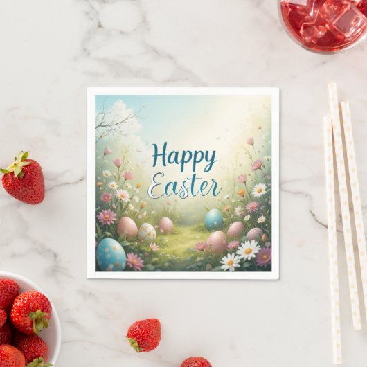Pastel Ostereier im Frühling Weide glückliche Oste Serviette (Beispiel)