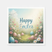 Pastel Ostereier im Frühling Weide glückliche Oste Serviette (Vorderseite)